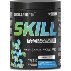 SKILL Nutrition Pre-Workout Sour Gummies - Formule sans crash avec caféine à libération prolongée | Xtenergy®, TheaGreen™, Vi