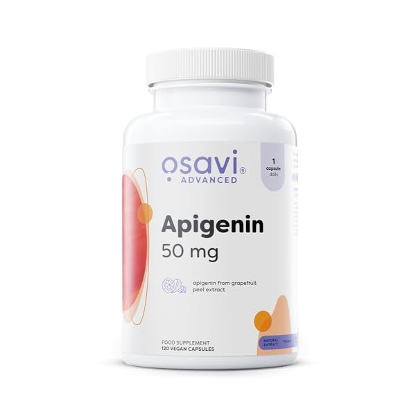 Osavi Apigénine 50 mg – 120 Gélules Véganes | Extrait d’écorce de pamplemousse standardisé 90% apigénine | Bioflavonoïde d’
