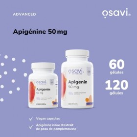 Osavi Apigénine 50 mg – 120 Gélules Véganes | Extrait d’écorce de pamplemousse standardisé 90% apigénine | Bioflavonoïde d’