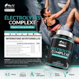 Complexe dÉlectrolytes - 270 Comprimés Véganes Sans Arôme, avec Sodium, Potassium, Magnésium & Phosphate de Calcium - Convie