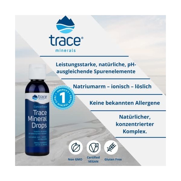 Trace Minerals, ConcenTrace, Trace Mineral Drops, 59ml, Mélange de Minéraux, Magnésium, Testé en Laboratoire, Sans Soja, Sans