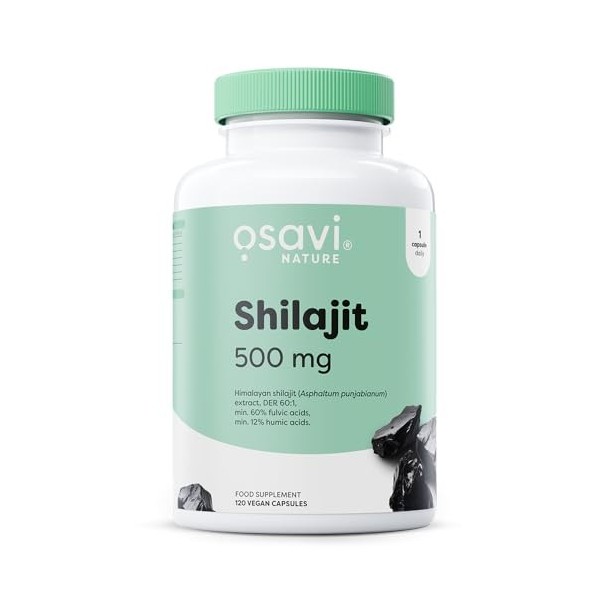 Osavi Shilajit 500 mg | Mumijo de l’Himalaya avec 60 % d’acides fulviques & 12 % d’acides humiques – Adaptogène naturel du Né