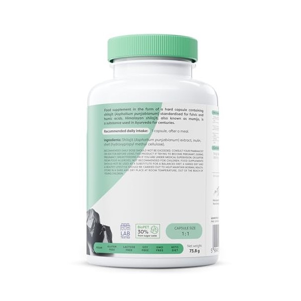 Osavi Shilajit 500 mg | Mumijo de l’Himalaya avec 60 % d’acides fulviques & 12 % d’acides humiques – Adaptogène naturel du Né