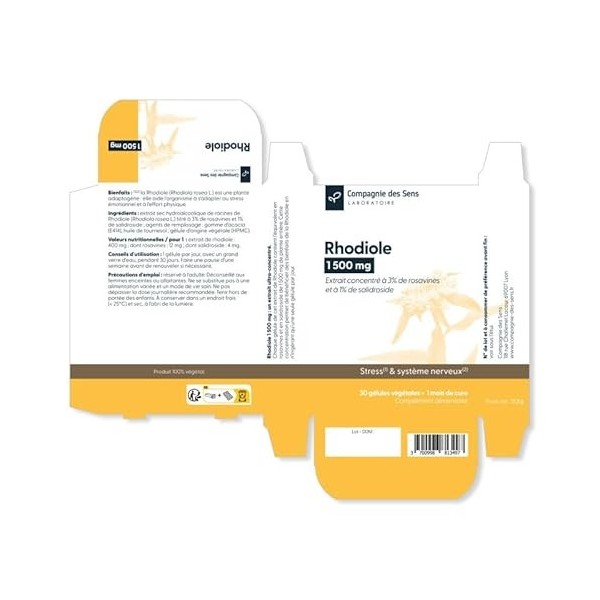 Rhodiole 1 500 mg – Ratio optimal entre rosavines et salidrosides – 1 mois de cure intensive Multi-minéraux