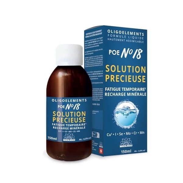 Solution Précieuse - POE N°18 - Préparation riche en Oligoéléments - Cuivre, Iode, Manganèse, Sélénium, Chrome, Molybdène - F
