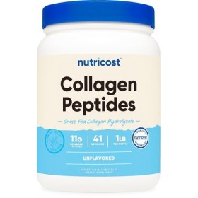 Poudre de collagène nourri à lherbe Nutricost 1 lb 454 g - Hydrolysat de collagène bovin sans parfum - Peptides de