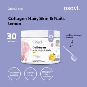 Osavi Collagen Hair, Skin & Nails – 150 g en poudre | Saveur citron | Peptides VERISOL® pour la densité des cheveux, lélasti