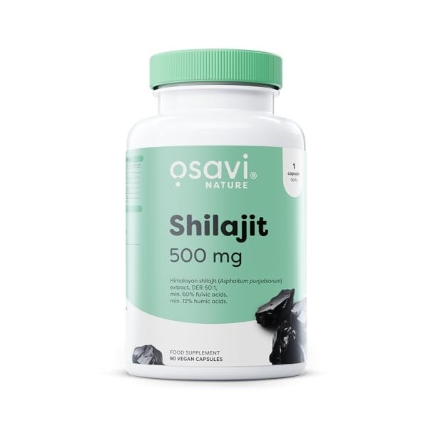 Osavi Shilajit 500 mg | Mumijo de l’Himalaya avec 60 % d’acides fulviques & 12 % d’acides humiques – Adaptogène naturel du Né