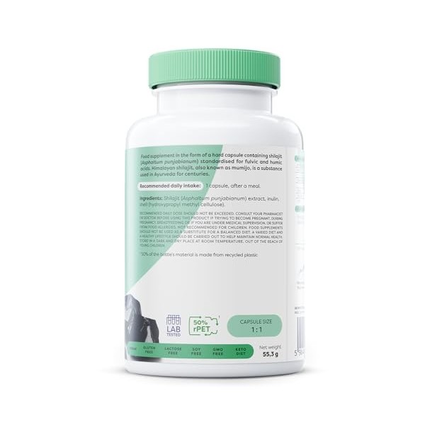 Osavi Shilajit 500 mg | Mumijo de l’Himalaya avec 60 % d’acides fulviques & 12 % d’acides humiques – Adaptogène naturel du Né