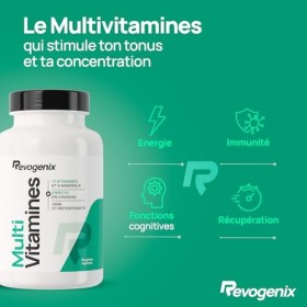 Multivitamines et Minéraux | 21 Nutriments dont Vitamines B12, C, D3, E, Zinc, Chrome | Enrichi en Ginseng, HMB et L-Tyrosine