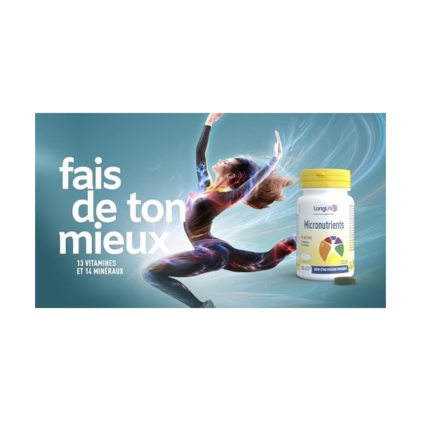 LongLife® Micronutrients 30 cpr | Multivitamines et minéraux | Bien-être psychophysique femme et homme | Fonction immunitaire