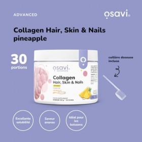 Osavi Collagen Hair, Skin & Nails – 150 g en poudre | Saveur ananas | Peptides VERISOL® pour la densité des cheveux, lélasti