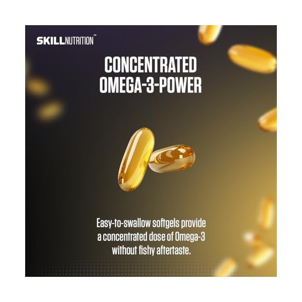 SKILL Nutrition Omega 2000-60 gélules | 2000 mg dhuile de poisson oméga-3 | 800 mg dEPA + 400 mg de DHA par portion | Ultra