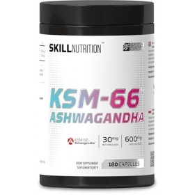 SKILL Nutrition Ashwagandha KSM-66-180 Capsules végétaliennes | 600 mg dextrait de racine standardisé | Haute biodisponibili