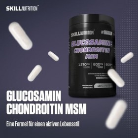 SKILL Nutrition Glucosamine Chondroïtine MSM | 180 gélules | Formule pour le soutien articulaire avec MSM, glucosamine et cho