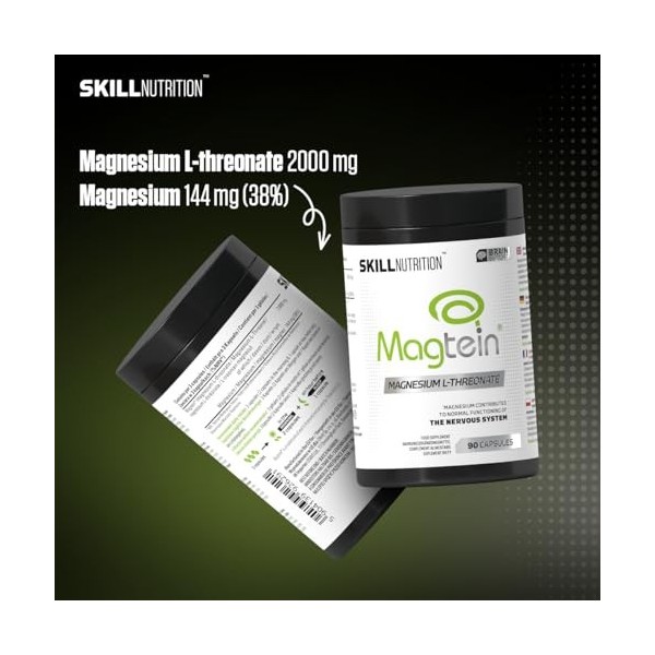 SKILL Nutrition Magtein Magnésium L-thréonate | 90 gélules | Formule cliniquement testée et hautement biodisponible | Favoris