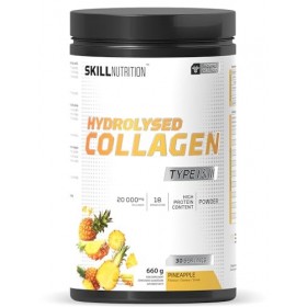 SKILL Nutrition Collagène hydrolysé de type I et III | Saveur ananas | Peptides de collagène hautement biodisponibles | 18 ac