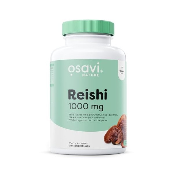 Osavi Reishi 1000 mg – 120 Gélules Véganes | Extrait de Ganoderma lucidum standardisé | 40% polysaccharides, 25% bêta-glucane