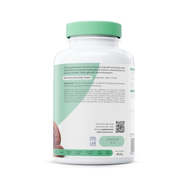 Osavi Reishi 1000 mg – 120 Gélules Véganes | Extrait de Ganoderma lucidum standardisé | 40% polysaccharides, 25% bêta-glucane