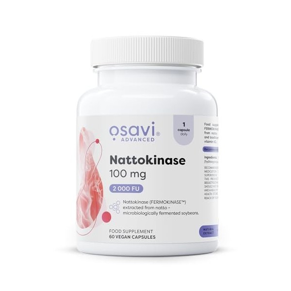 Osavi Nattokinase 100 mg – 60 gélules végétaliennes | FERMOKINASE™ issu du natto soja fermenté, Bacillus subtilis | Activit