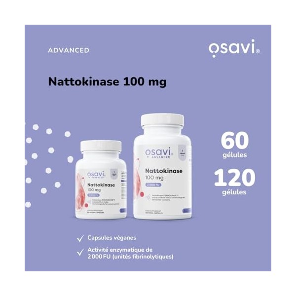 Osavi Nattokinase 100 mg – 120 gélules végétaliennes | FERMOKINASE™ issu du natto soja fermenté, Bacillus subtilis | Activi