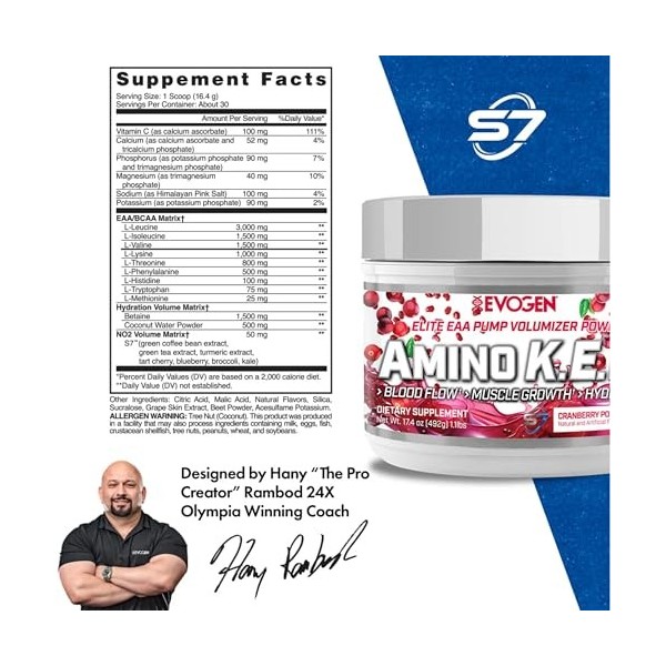 Evogen Amino K.E.M. EAA, Cranberry Pomegranate - 492g