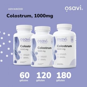 Osavi Colostrum 1000 mg – 180 gélules | Colostrum bovin hautement concentré contenant 30% dimmunoglobulines G | Provenant de