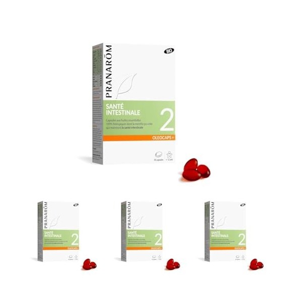 PRANARÔM - Oléocaps 2 - Santé Intestinale - Aux Huiles Essentielles Ciblées - Origan, Canelle de Chine, Menthe poivrée & Citr