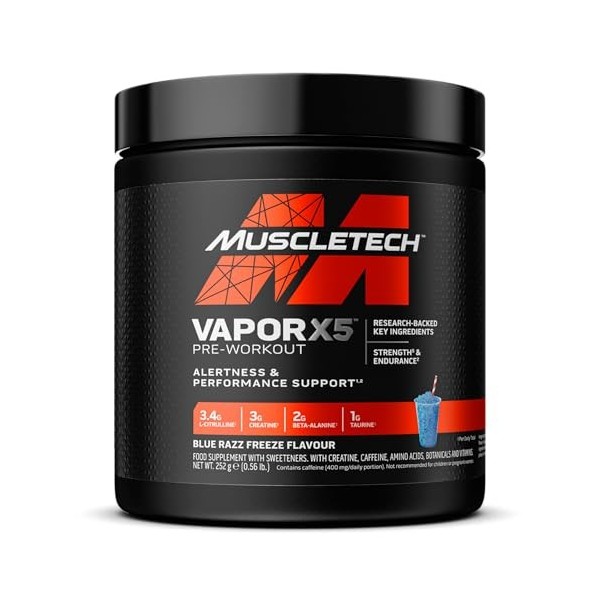 MuscleTech Vapor X5 Pre-Workout, Blue Razz Freeze - 252g