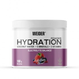 Weider Hydration Powder 180g Goût fruits des bois, Poudre pour Boisson Instantanée à lEau de Coco, 5 Minéraux, 3 Vitamines Mu...