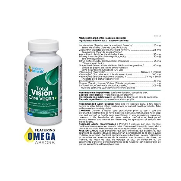Platinum Naturals Total Vision Care Vegan 30 Capsules