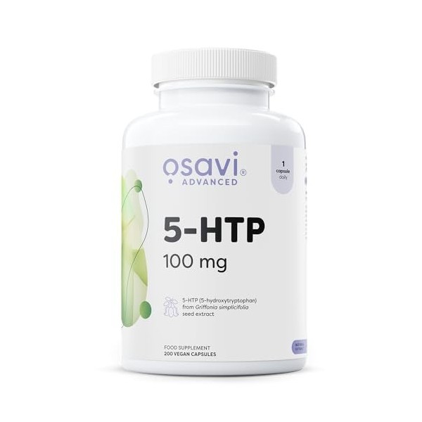 Osavi 5-HTP 100 mg – 200 Gélules Végétales | Extrait de graines de Griffonia simplicifolia | Standardisé à 30% 5-Hydroxytrypt