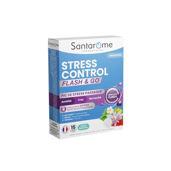 Santarome - Stress Control Flash & Go - Complément alimentaire stress à action flash - Aide à gérer les pics de stress passag...
