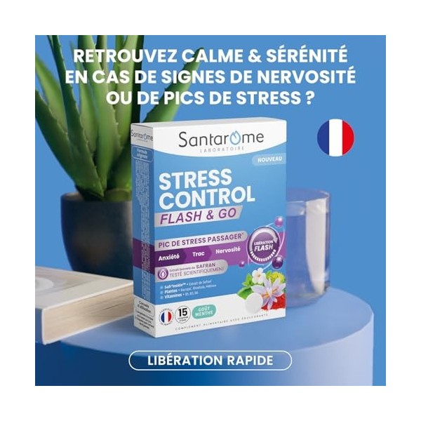 Santarome - Stress Control Flash & Go - Complément alimentaire stress à action flash - Aide à gérer les pics de stress passag...