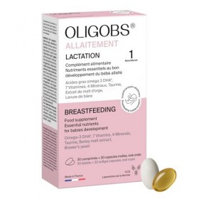Oligobs Allaitement | Nutriments essentiels au bon développement du bébé | Femmes Allaitantes | 30 Comprimés + 30 Capsules DH