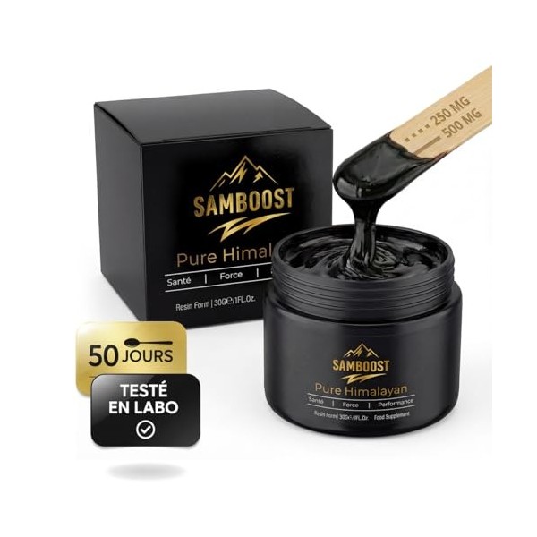 SamBoost Shilajit Résine Pure 30g – Grade Premium Himalaya – Complément Alimentaire Naturel – Énergie, Vitalité & Immunité - 