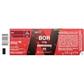 Bore 3 mg - 365 comprimés - Oligo-élément bore - Hautement dosé - 100% végétalien – Fabrication allemande et testé en laborat