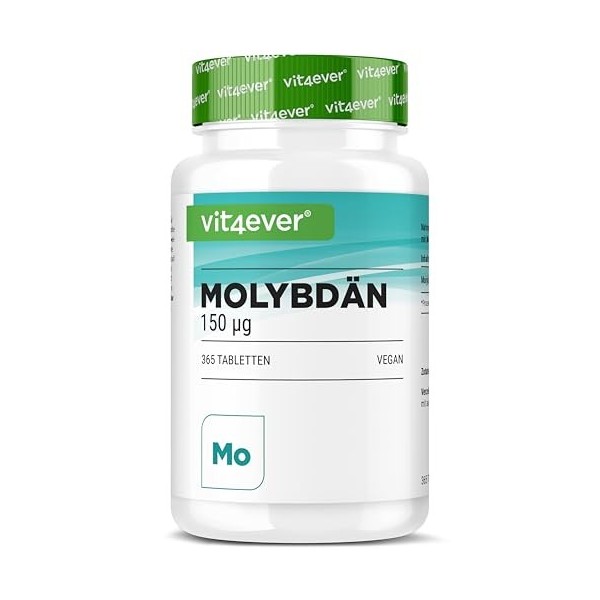 Molybdène - 150 µg - 365 comprimés par 12 mois - Molybdate de sodium pur - Oligo-élément essentiel - Hautement dosé - Vegan