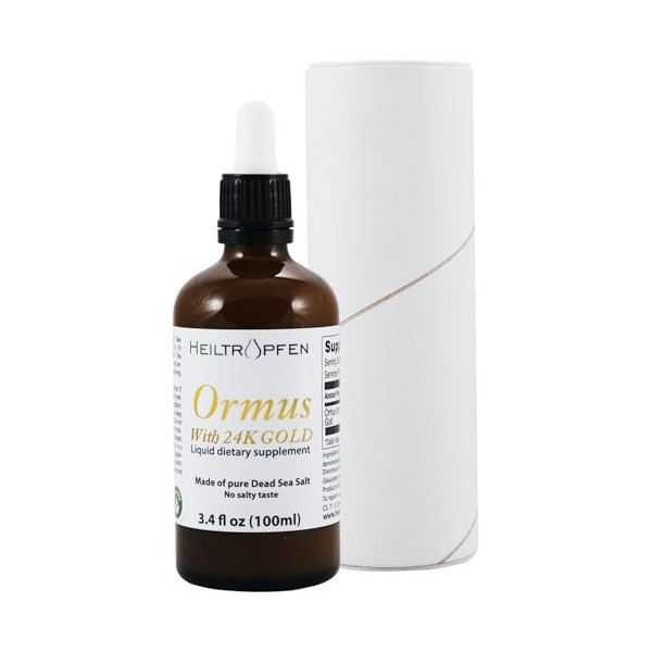 Ormus avec Or 24K - 100 ml | Orme concentré | Minéraux atomiques | Analyse effectuée par un laboratoire tiers | Heiltropfen®