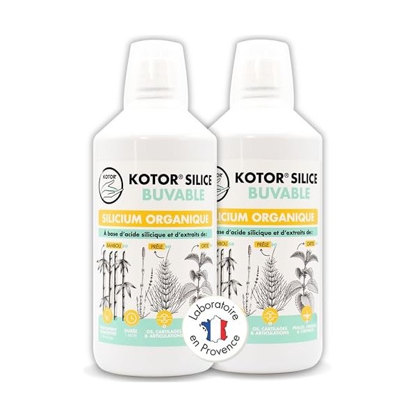 KOTOR SILICE BUVABLE 1L | Lot de 2 | Silicium Organique Naturel et Francais | Fortement Dosé | Articulations, Os, Cartilages,