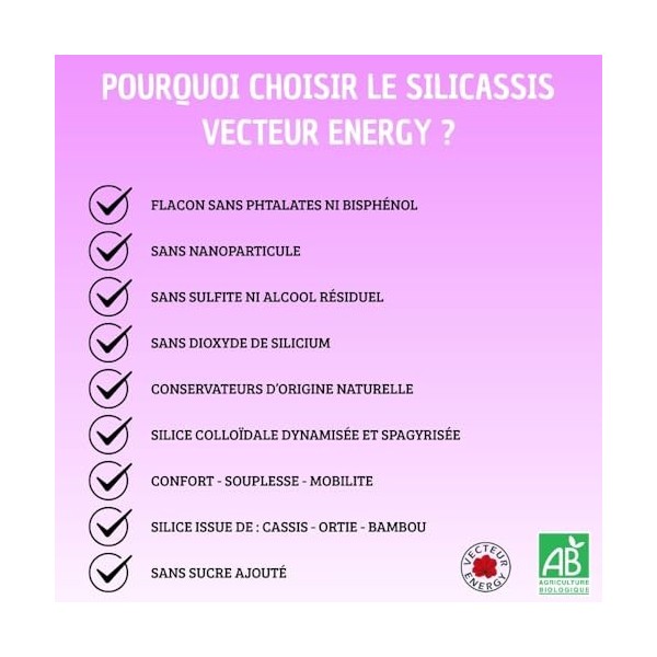 SILICASSIS BIO Slilicium organique 500 ml Solution colloïdale dynamisée et spagyrisée Vecteur Energy