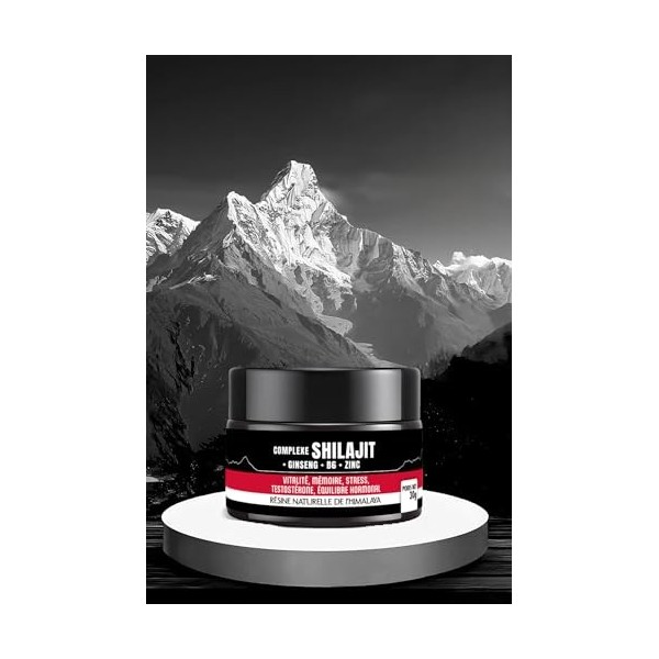 Asieco® Complexe Shilajit + Ginseng + B6 + Zinc - Flacon de 50 gr