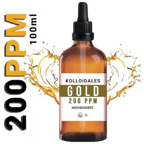 Or colloïdal 200 ppm 100 ml - Dispersion Premium en verre brun pharmaceutique avec pipette de précision - Technologie de pa