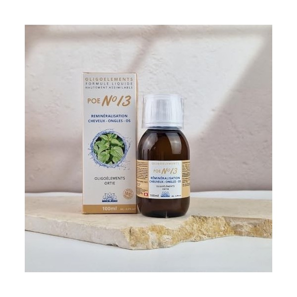 POE n°13 - Préparation en Oligoéléments - Ortie, Manganèse, Iode, Sélénium, Chrome - Reminéralisation Cheveux - Ongles - Os -