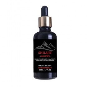 Shilajit Liquid Drops 50 ml / 1,7 fl oz Shilajit pur de lHimalaya avec compte-gouttes. Authentique, végétalien et biologique