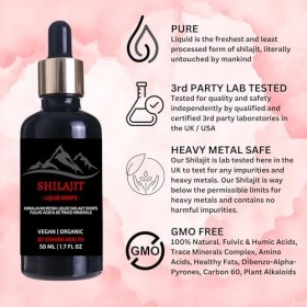 Shilajit Liquid Drops 50 ml / 1,7 fl oz Shilajit pur de lHimalaya avec compte-gouttes. Authentique, végétalien et biologique