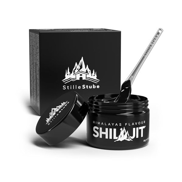 StilleStube Shilajit Resin 30 g – 100 % pure résine de lHimalaya avec 85 minéraux, acide fulvinique et humique – Pot en verr