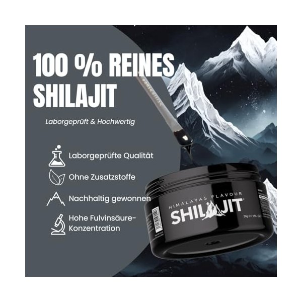StilleStube Shilajit Resin 30 g – 100 % pure résine de lHimalaya avec 85 minéraux, acide fulvinique et humique – Pot en verr
