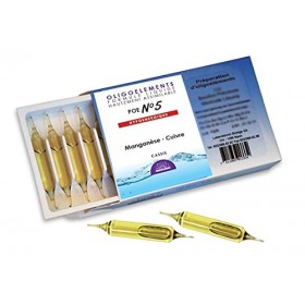 POE n°05 - Préparation en Oligoéléments - Manganèse, Cuivre & Cassis - Hypersensibilité Réactive - 20 ampoules de 2ml - BIOLI
