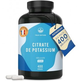 Citrate de Potassium 2.222 mg | 400 Gélules pour 200 jours - 800 mg Potassium Élémentaire - Complément Haute Dose - Vegan - S